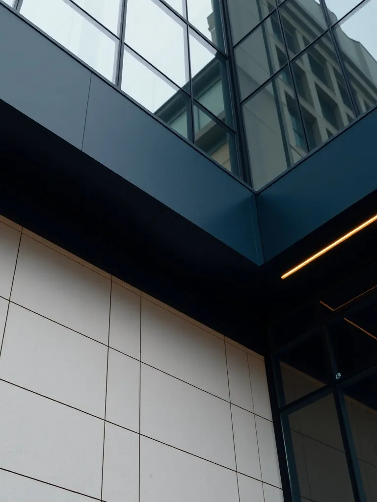A minimalist architectural detail of a modern office buildin