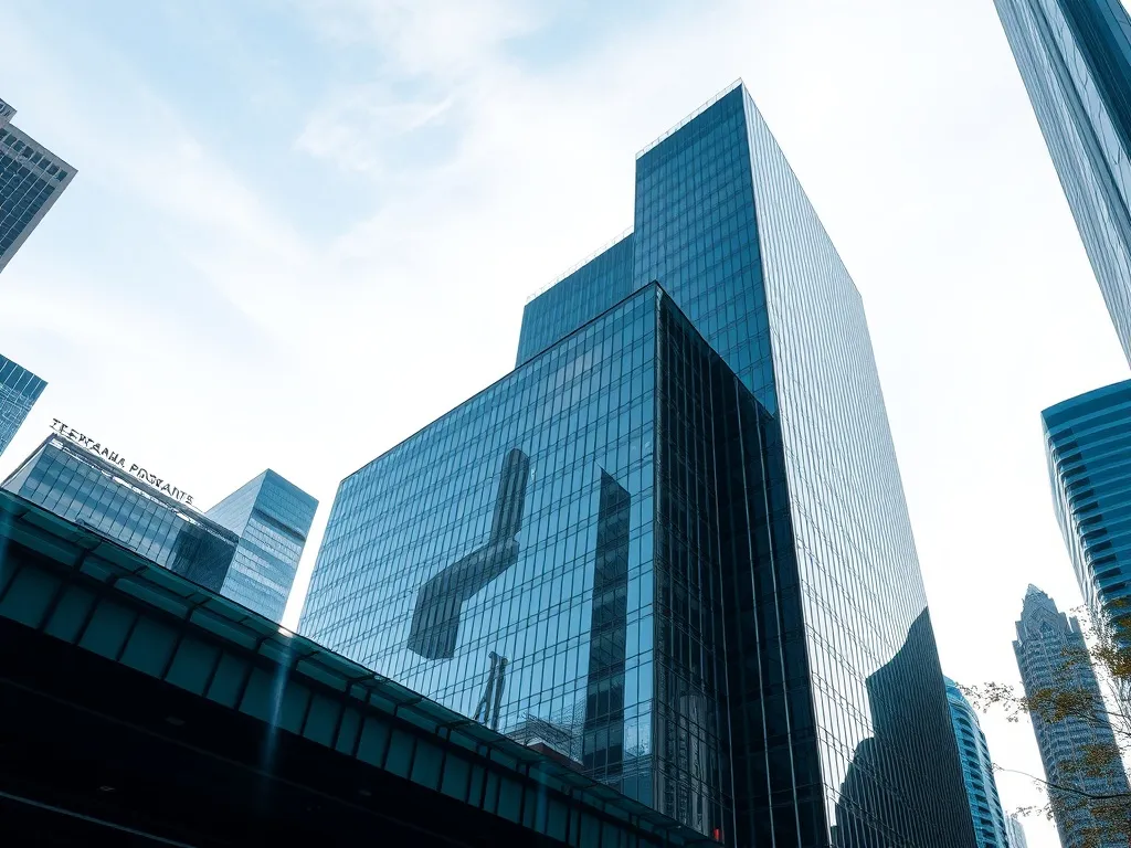 Modern skyscraper bank headquarters in Toronto financial dis