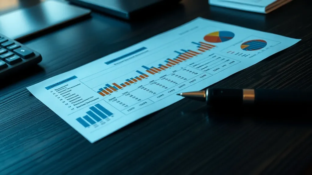Close up of a financial document with charts and graphs on a