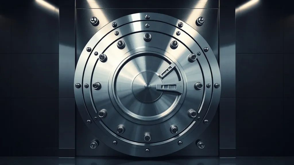 A high-security modern bank vault door made of polished rein