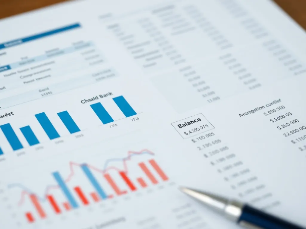 A macro shot of a financial report with charts and numerical